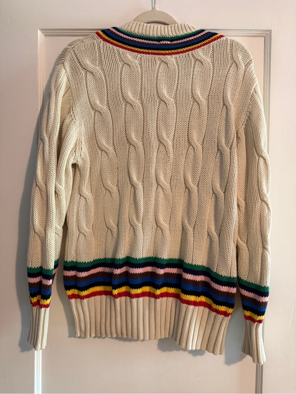 Rowing Blazers x Target Unisex Rainbow Stripe V-Neck Cable Knit Sweater Small - Picture 5 of 9